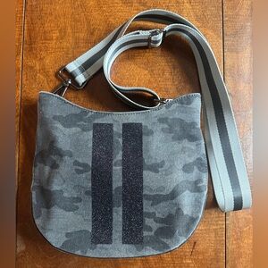 Koala Kanvas by Quilted Koala Gray Camo Mini City Crossbody Bag Removable Strap